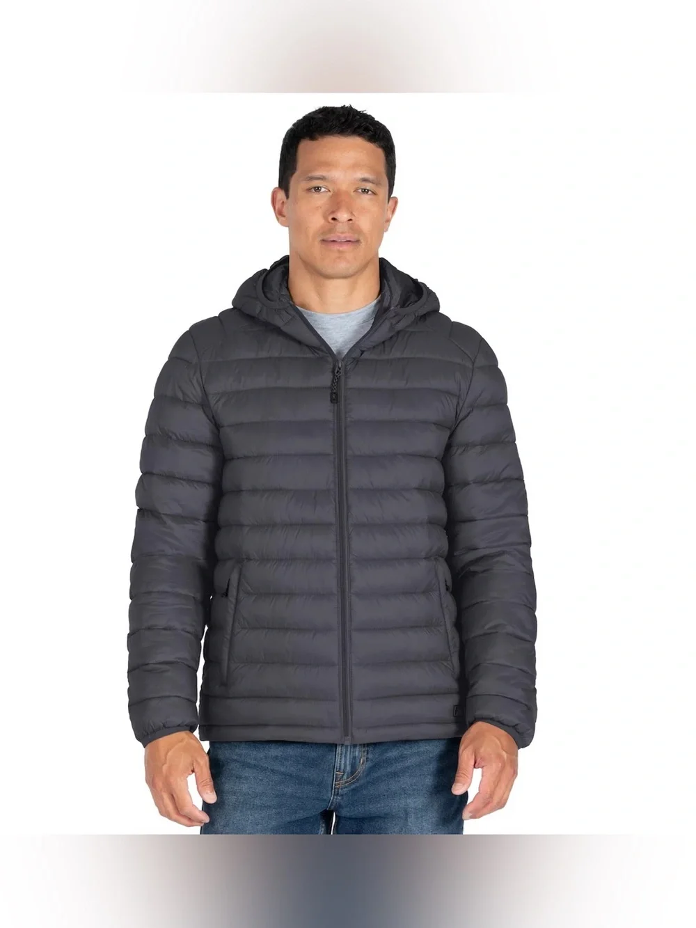 ZeroXposur Men's Hooded Puffer Jacket in Charcoal Gray